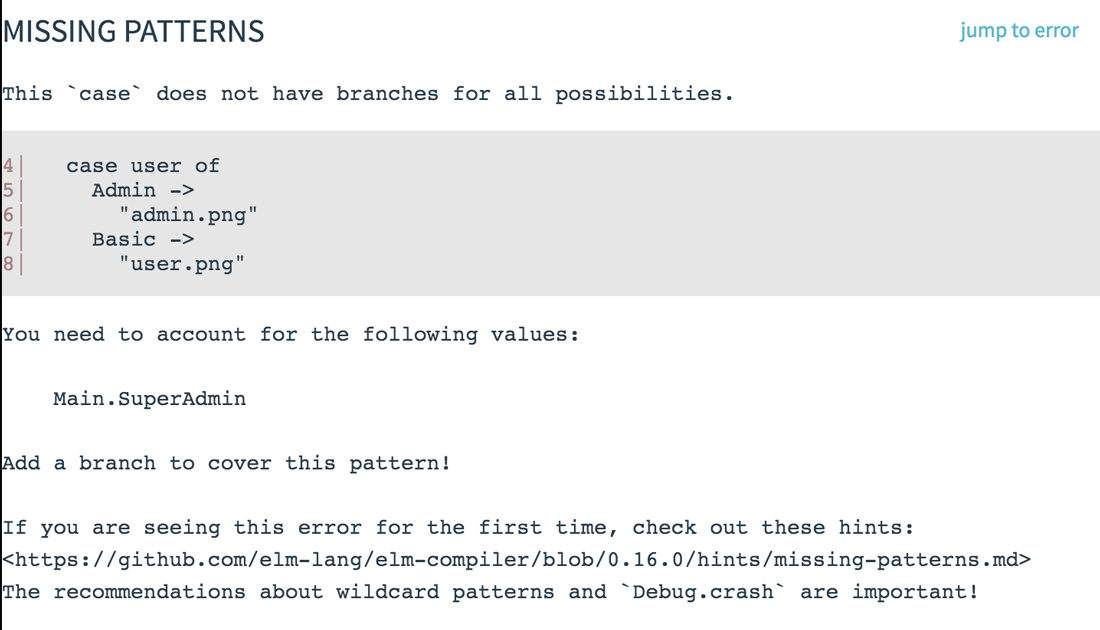 The Elm compiler highlighting a type error